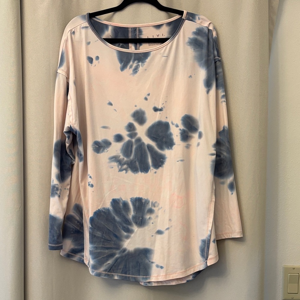 Livi Active Blue and Pink Tie-Dye Long Sleeve Top